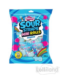 Sour Straps Mini Rainbow Rolls 200g Multipack
